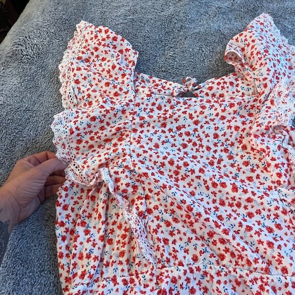 OLd Navy Dress‎ Plus XXL Ditsy Floral Square Neck Flutter Sleeve Peasant 16714 - Picture 8 of 12